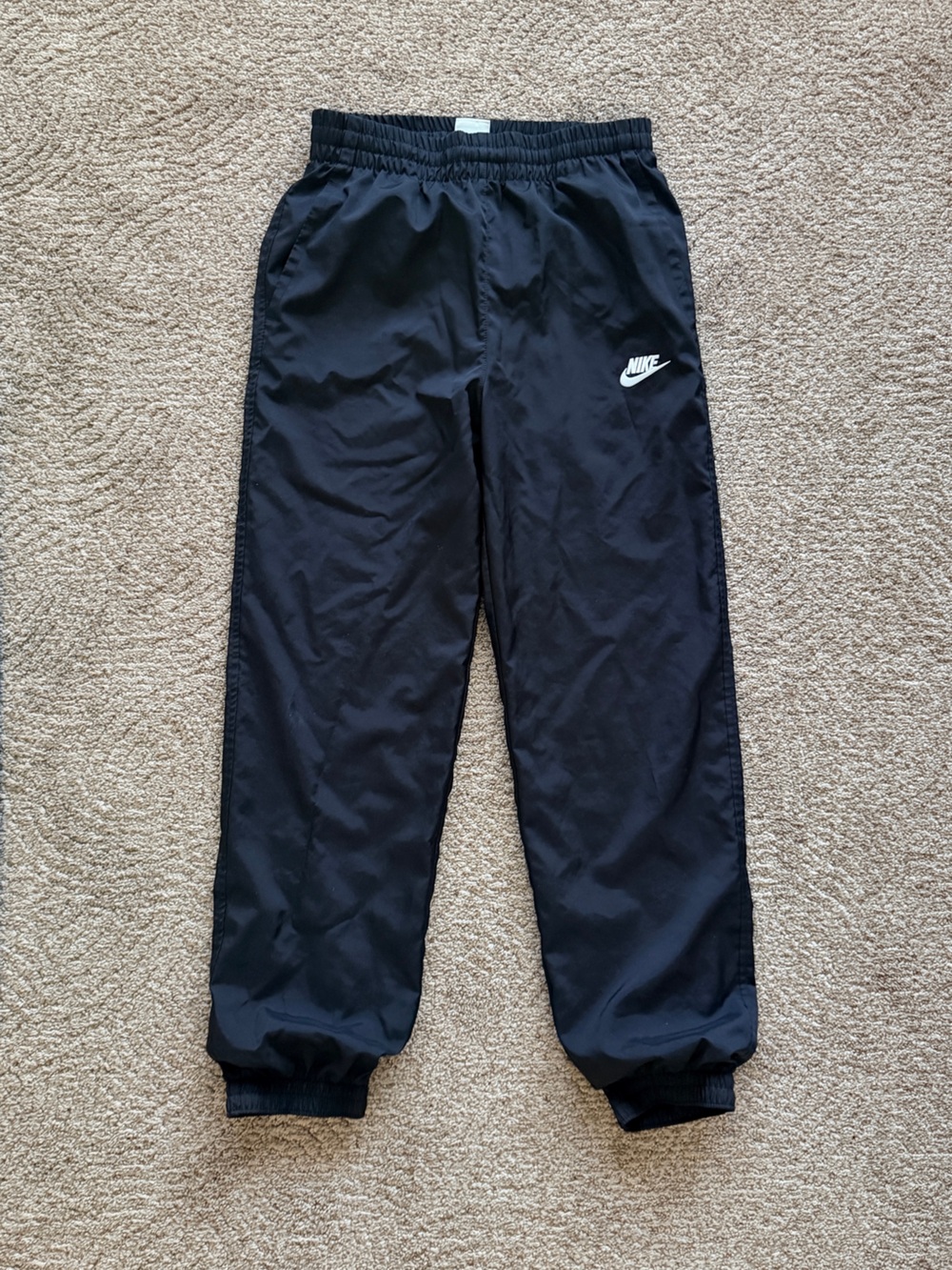 Nike Kids Black Jogger Track Pants with White Swoosh